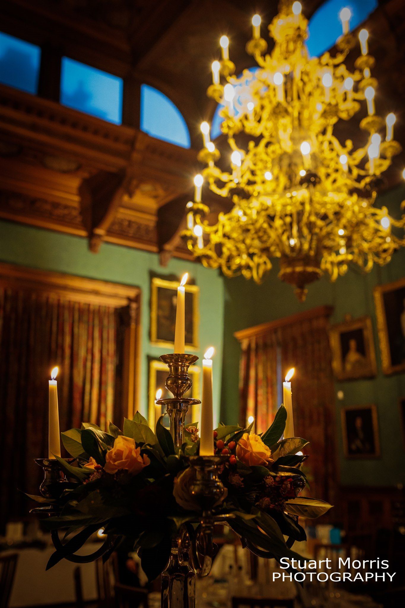 Floral table  centre piece at Knowsley hall wedding venue.