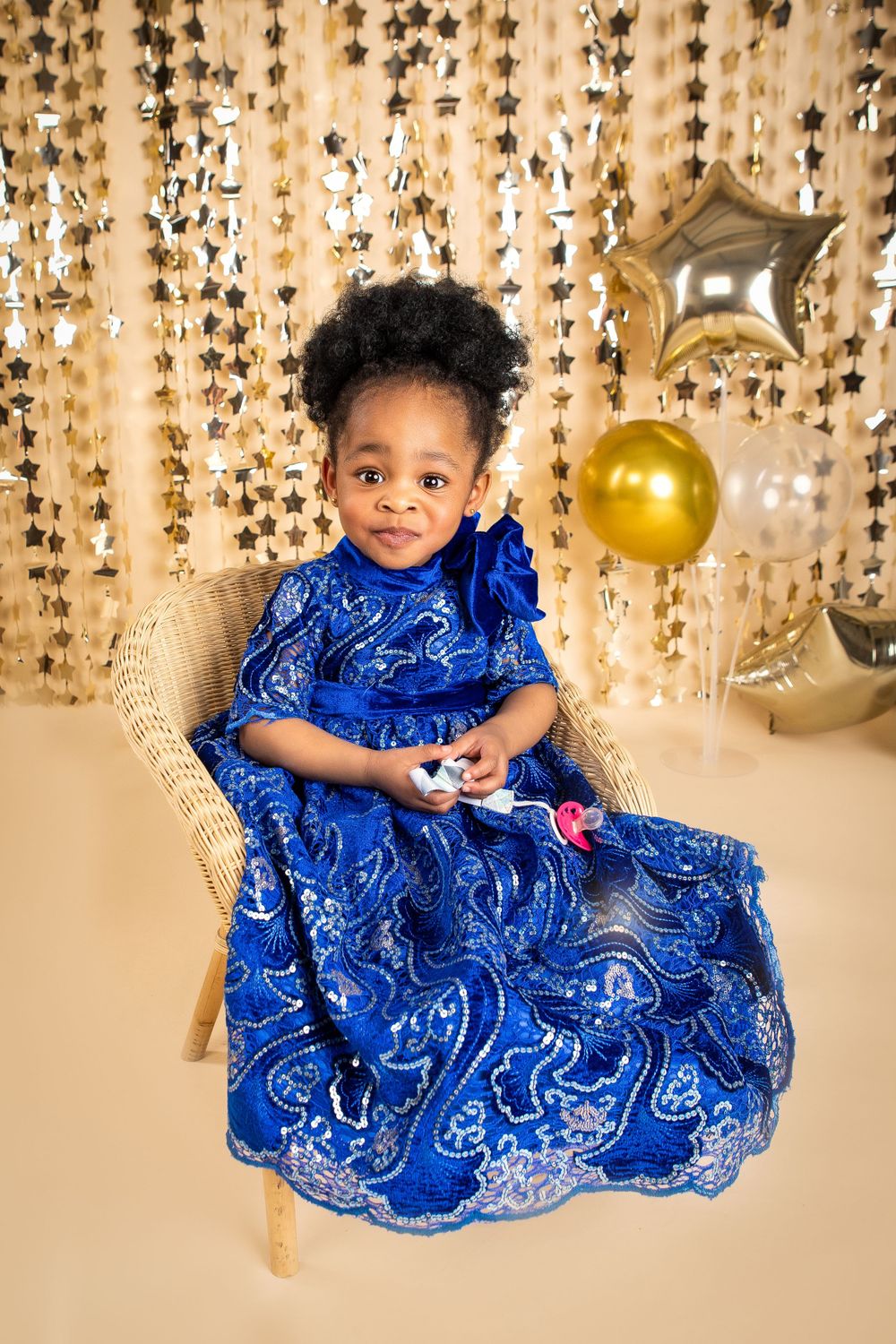 birthday girl in blue dress