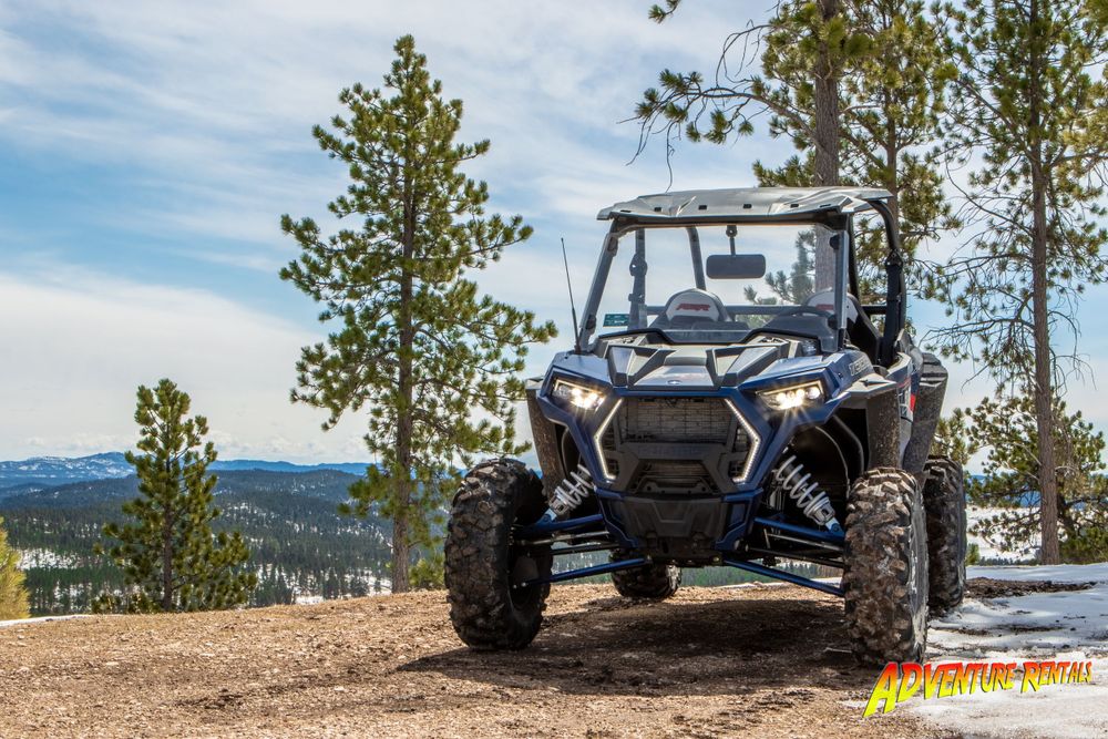 Polaris RZR staged near overlook in Black Hills near Custer, SD.