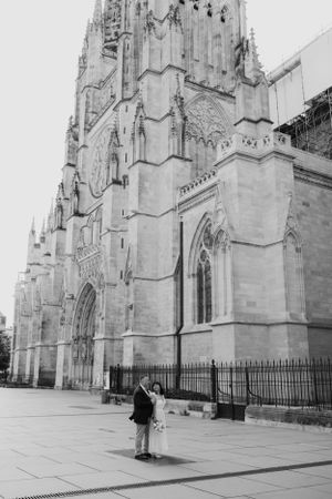 A stunning gothic cathedral facade with ornate architectural details and spires.