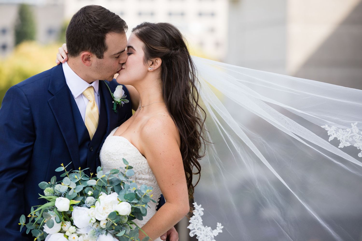 IU graduates take wedding pictures along canal and Biltwell.