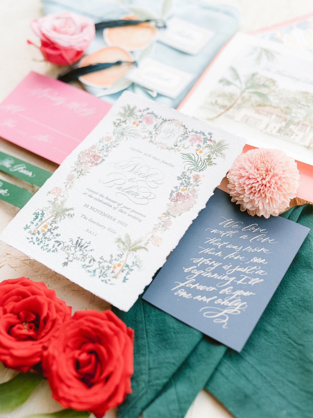 Sanctuary Villa Bali Wedding Editorial Stationery Photos