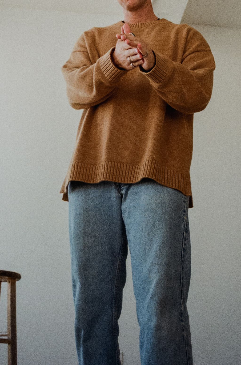 Studio photo of man in sweater in downtown Los Angeles