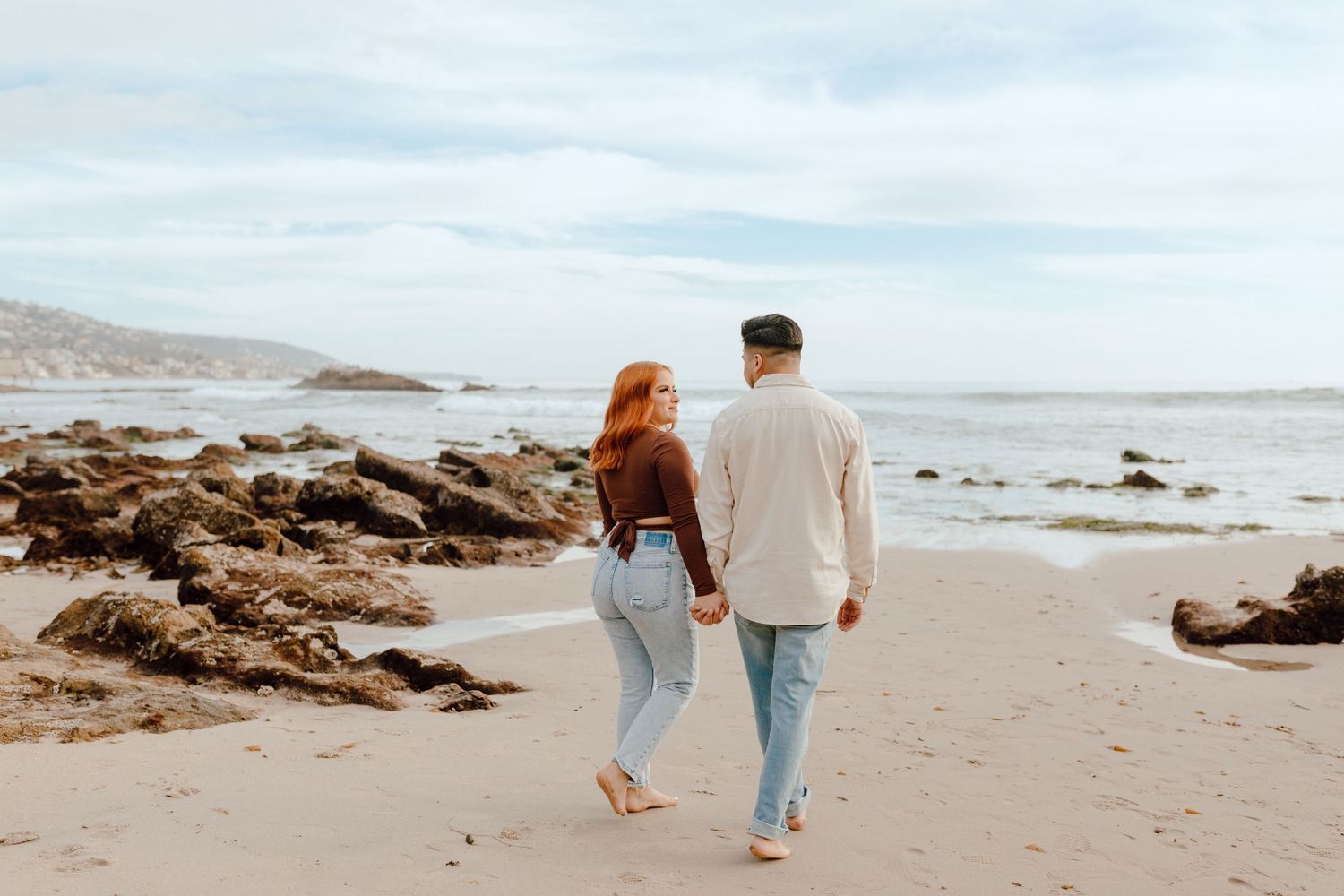 Bay Area Couples Photographer. Couples portrait walking on beach