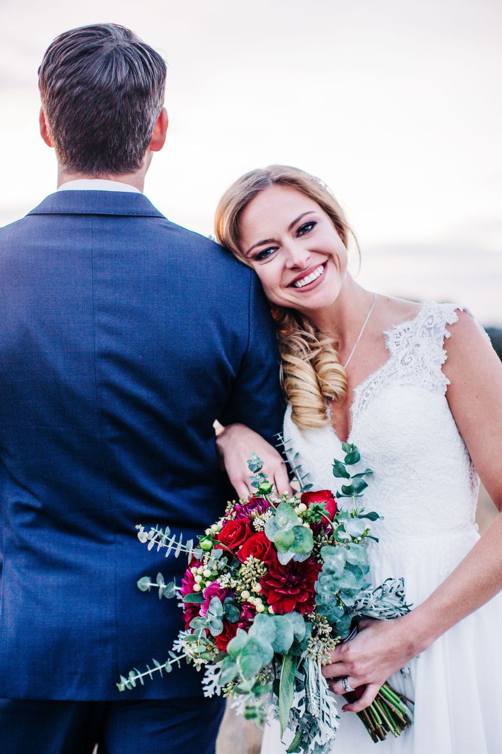 Couple portrait taken on wedding day using natural light