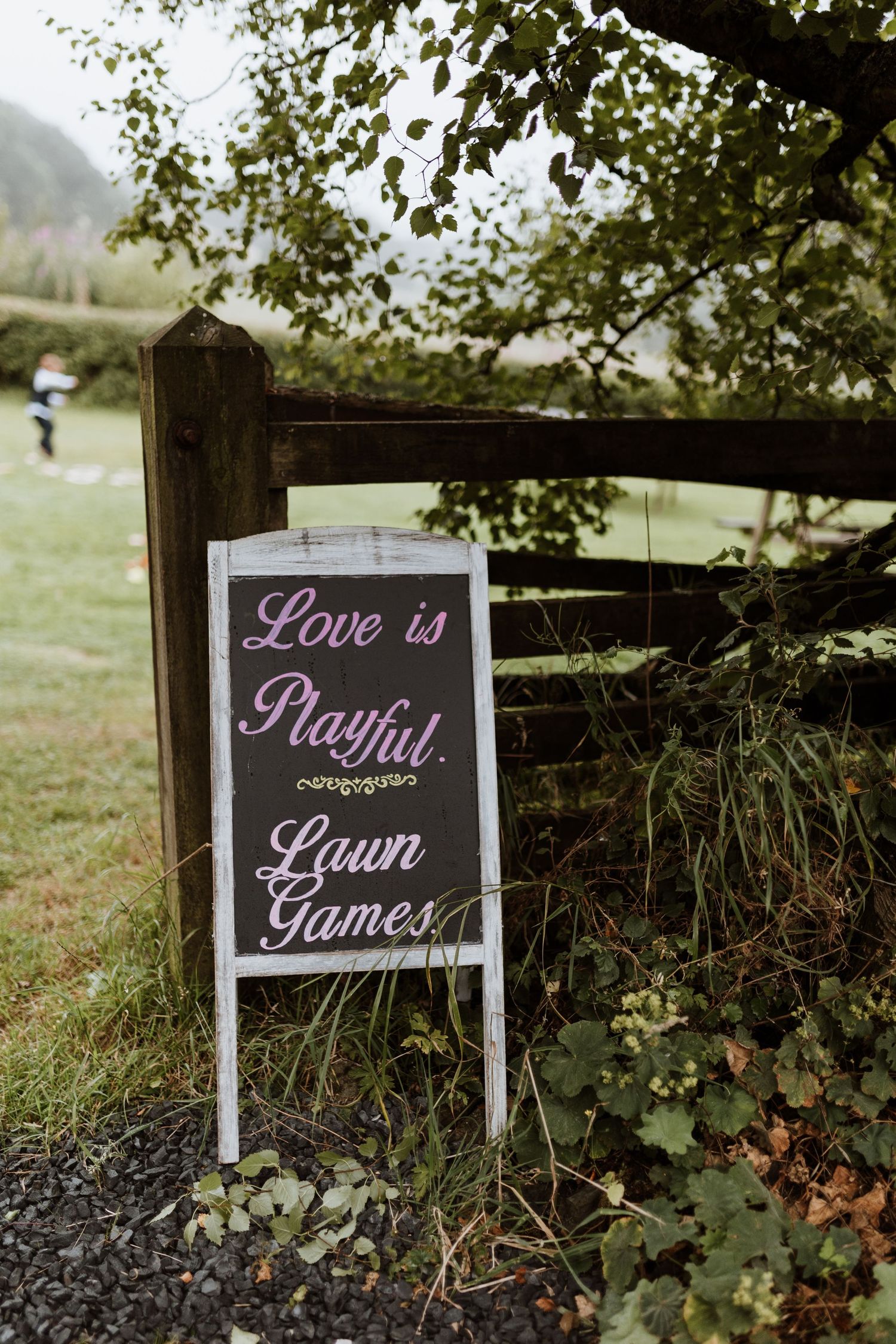 Sign for games on lawn