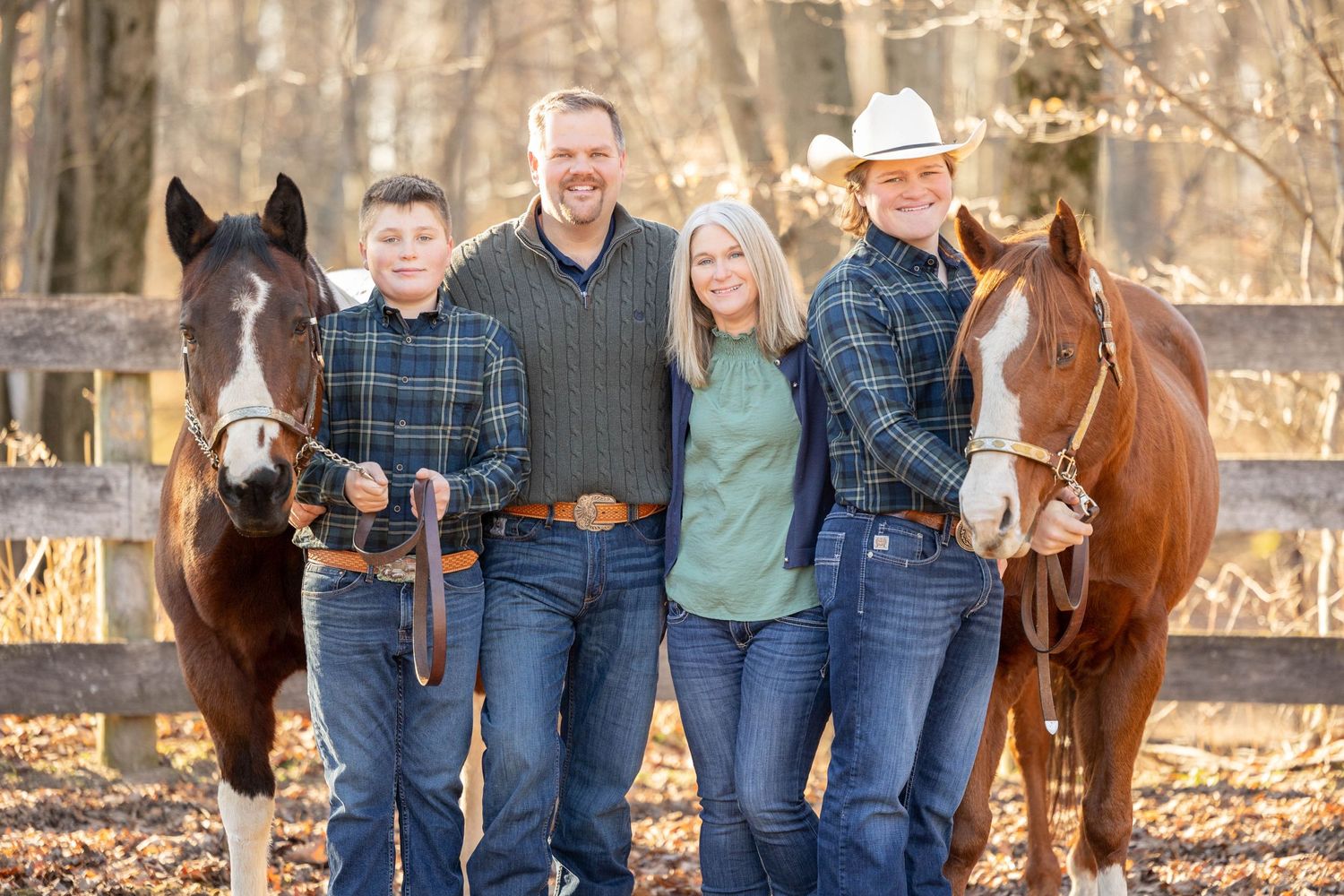 family with two horses