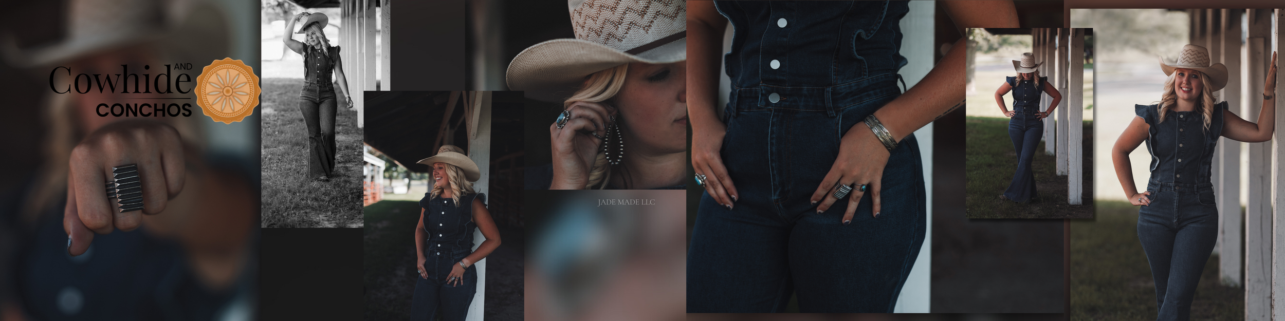 cowhide and concho fashion with jade made