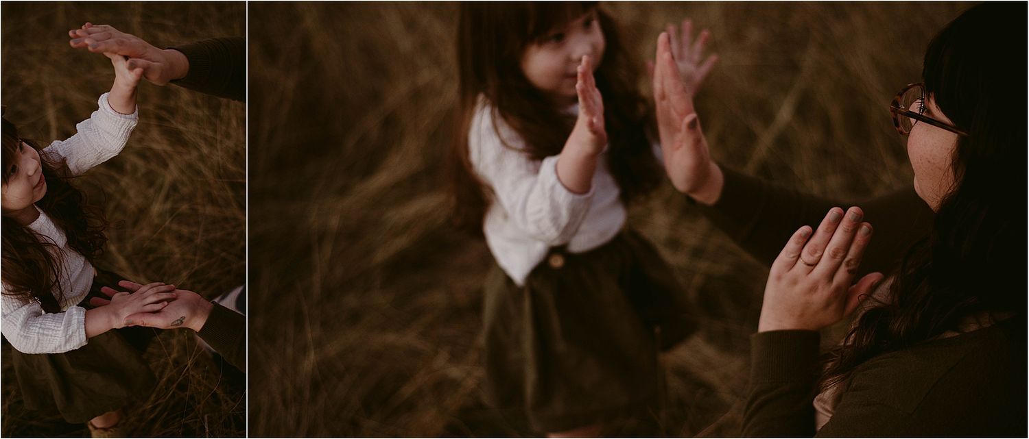 Artistic series of hands reaching towards each other in dark moody lighting.