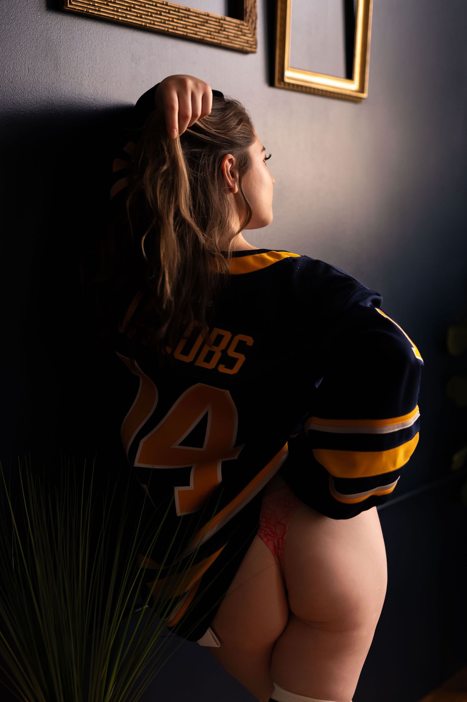 Hockey boudoir photoshoot in Buffalo photo studio
