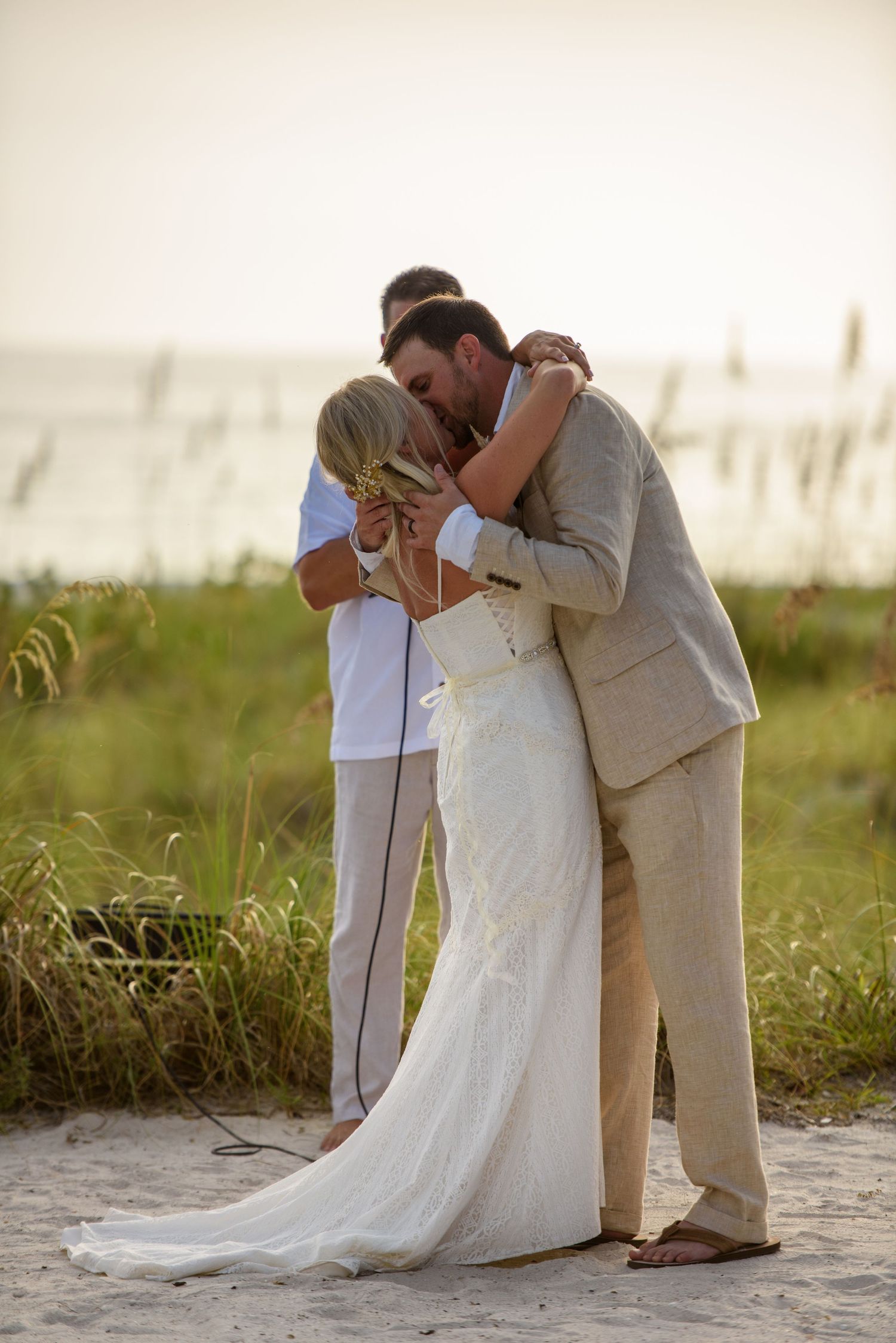 Bride and Groom first kiss.