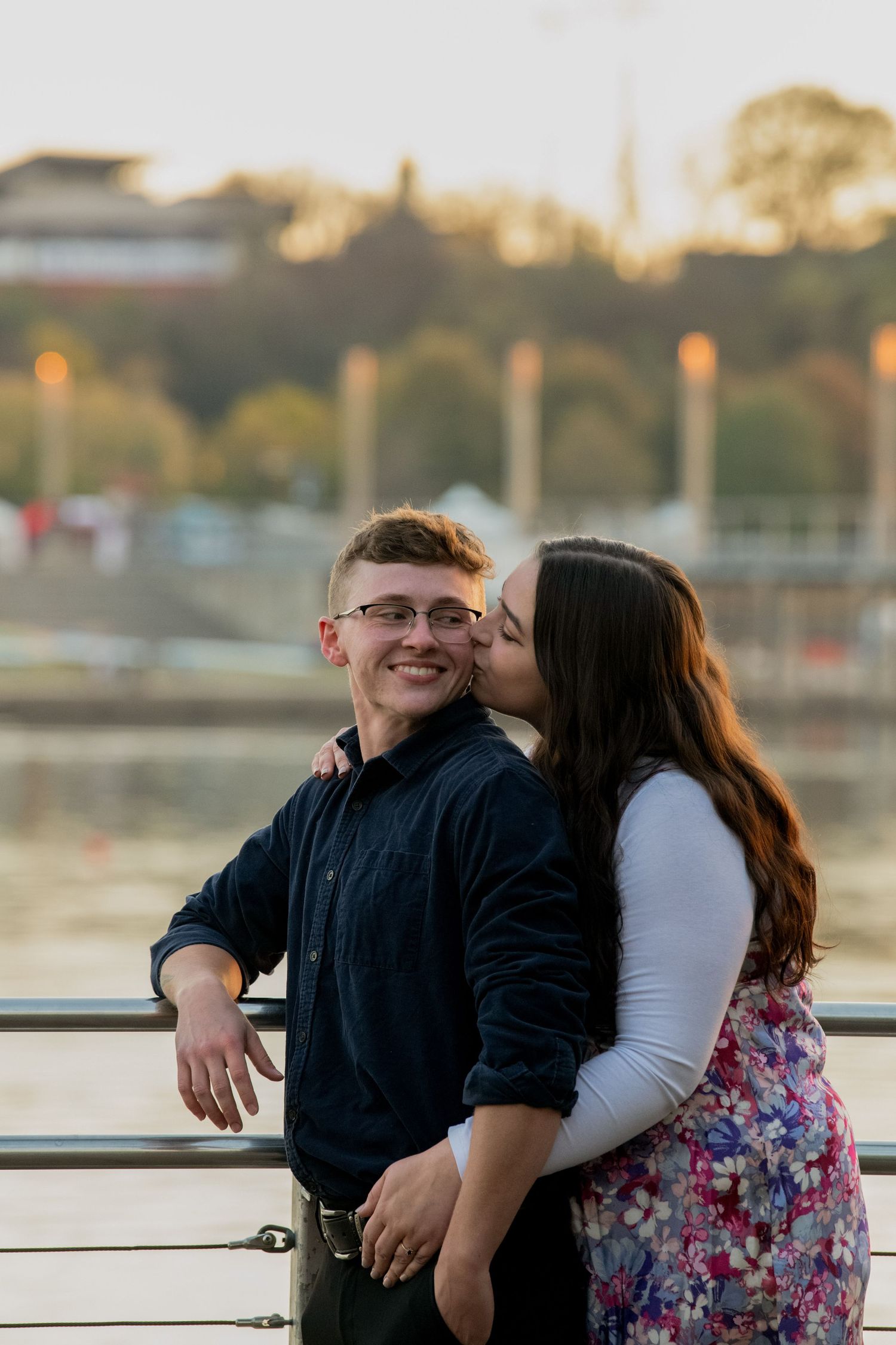A couple laughing together