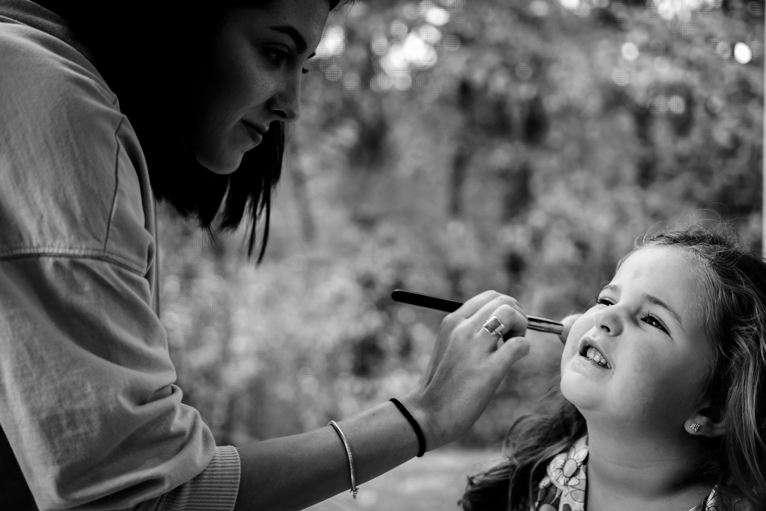 Wedding makeup application sequence captured in natural lighting.