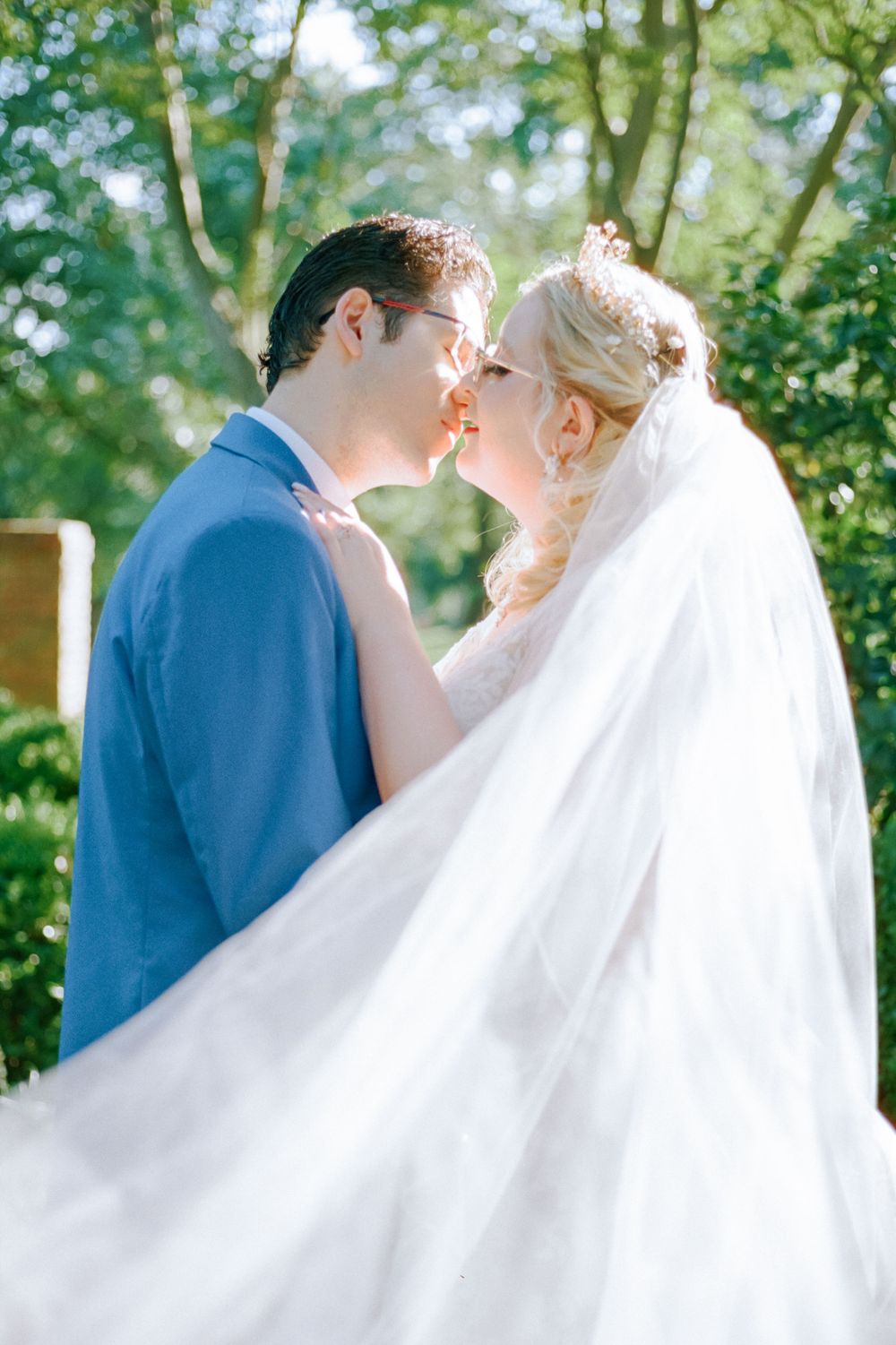 Bride and groom almost kiss in Pendleton King day after portrait session Augusta, GA