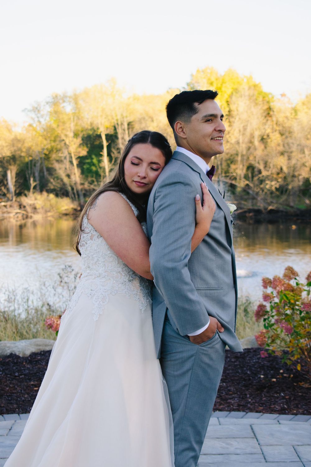 Wedding Photography - A+M during their first look in Portage, WI