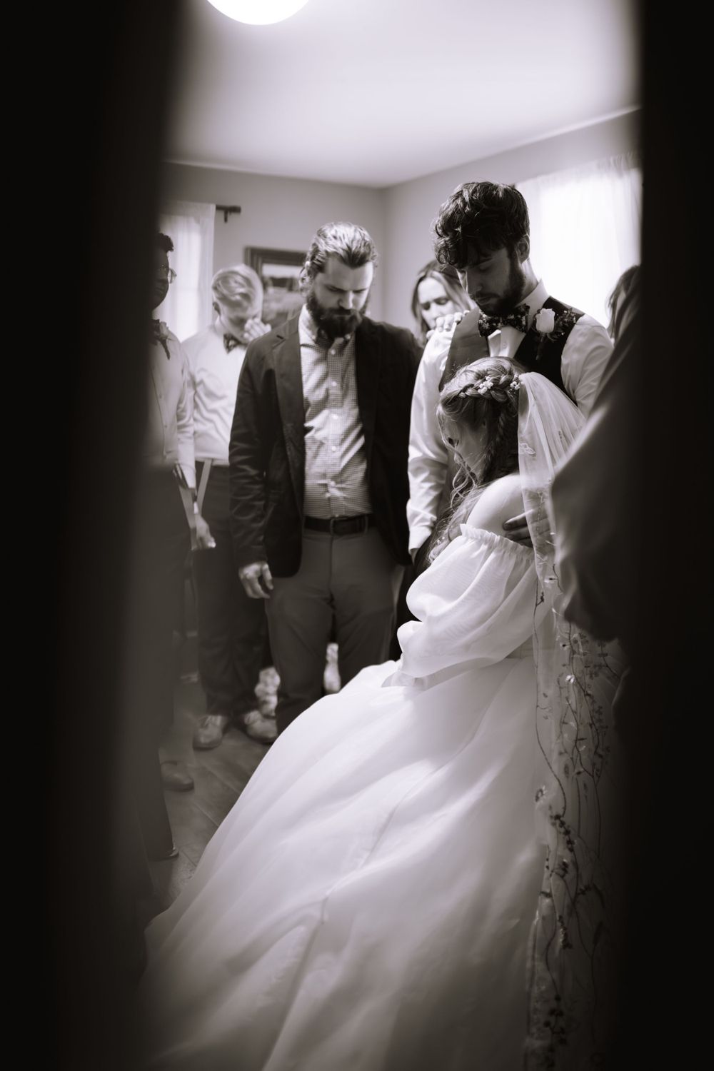 Couples Prayer Before Ceremony Intimate Backyard Wedding: Olalla Washington