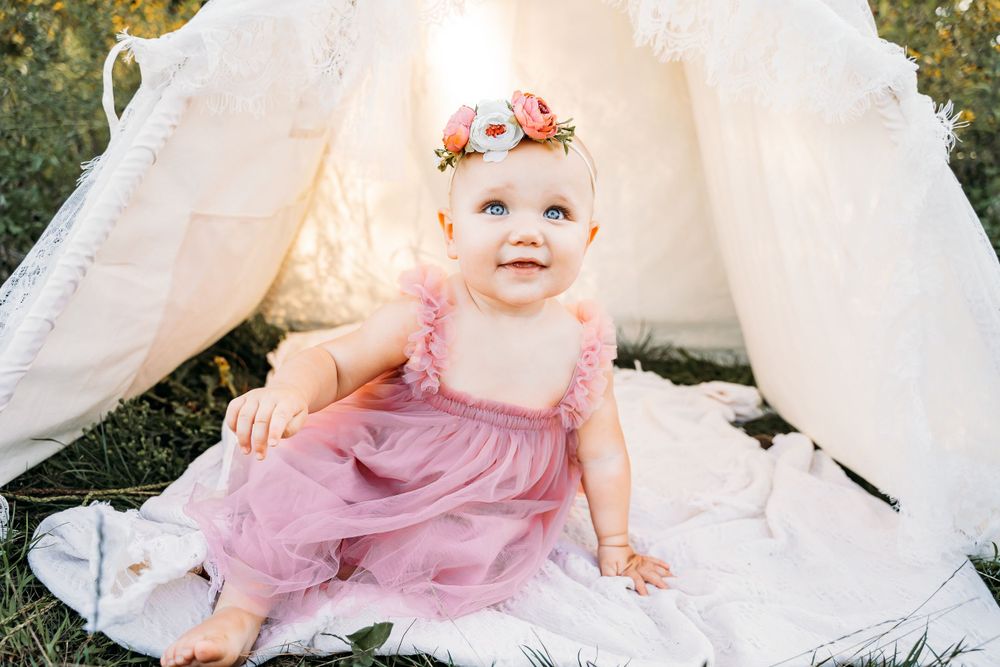 Farmington Minnesota Twin Cities Girl First Birthday Boho Flower Crown Tent Tutu Dress