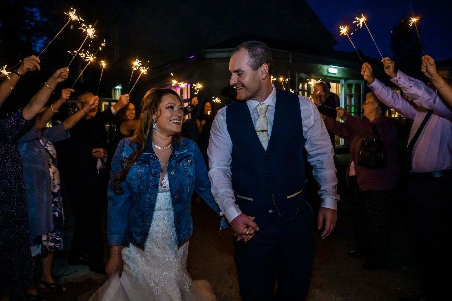 Sparkler moment at Briery Wood Country House wedding