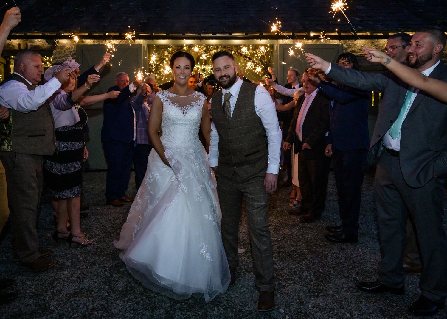 Sparkler fun at Cote How wedding venue