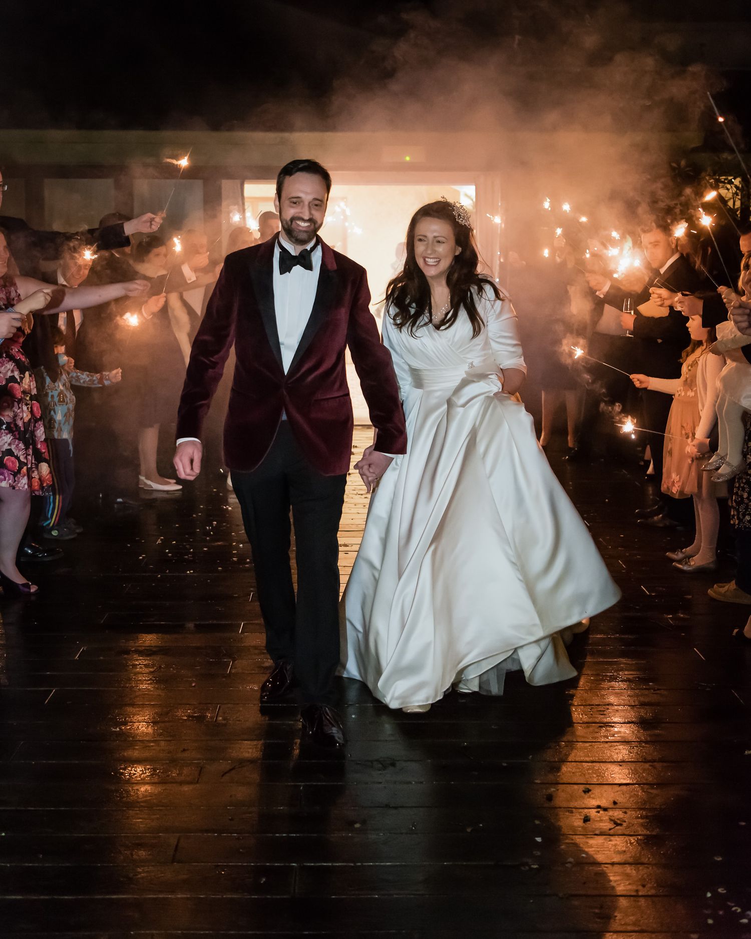 Armathwaite Hall wedding send off with sparklers