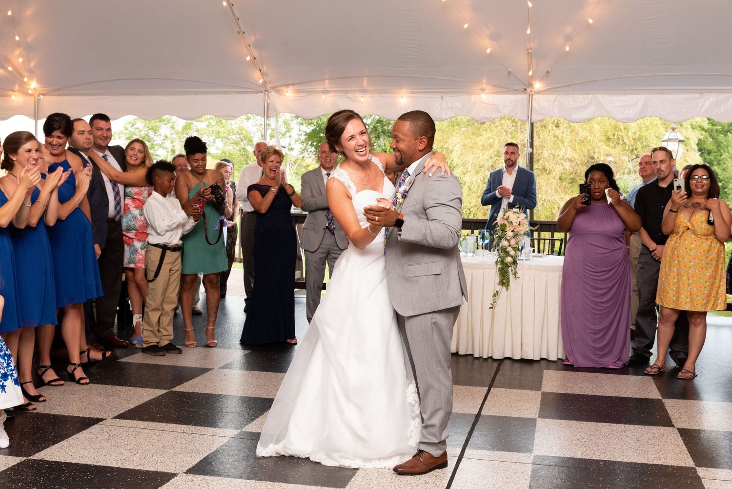 Bride and groom first dance wedding at Zukas Hilltop Barn in Spencer, MA with Leah Ramuglia Photography