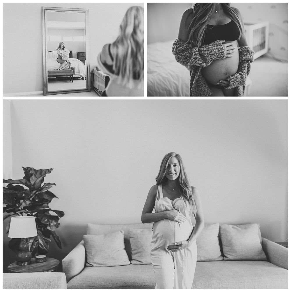 maternity photos in bedroom, lifestyle maternity photos, in-home maternity photos