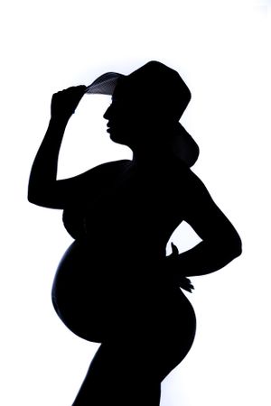 Silhouette series of maternity poses against white background.