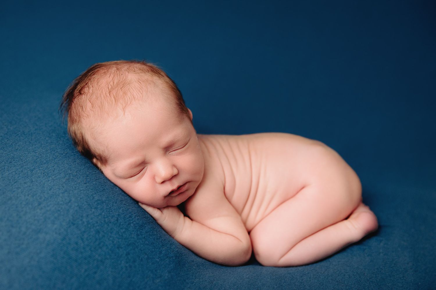 newborn baby boy posed for photoshoot in raytown missouri studio