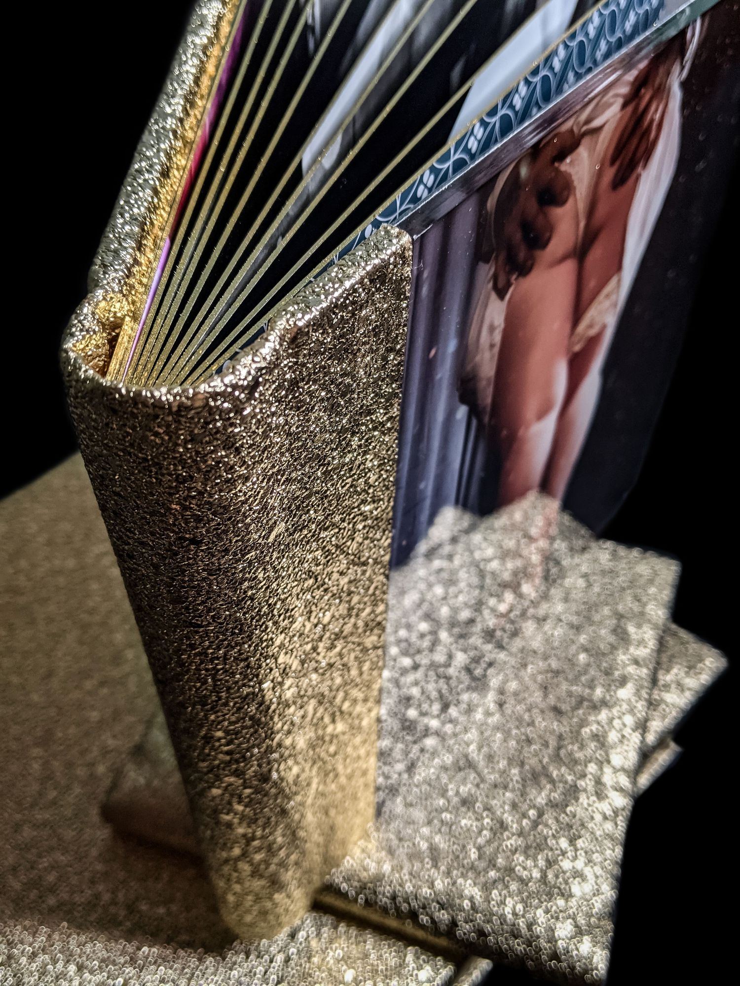 EXAMPLE OF THE LUXURY ALBUMS THAT BOUDOIR BY ELISE PROVIDES TO THEIR GORGEOUS CLIENTS, THIS IS THE GOLD GLITTER LINE