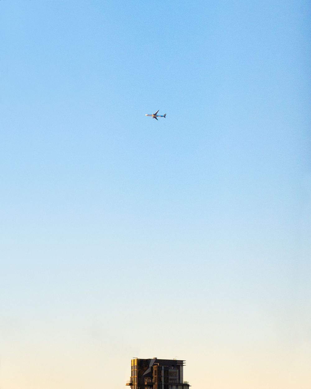 A plane taking off in the distance