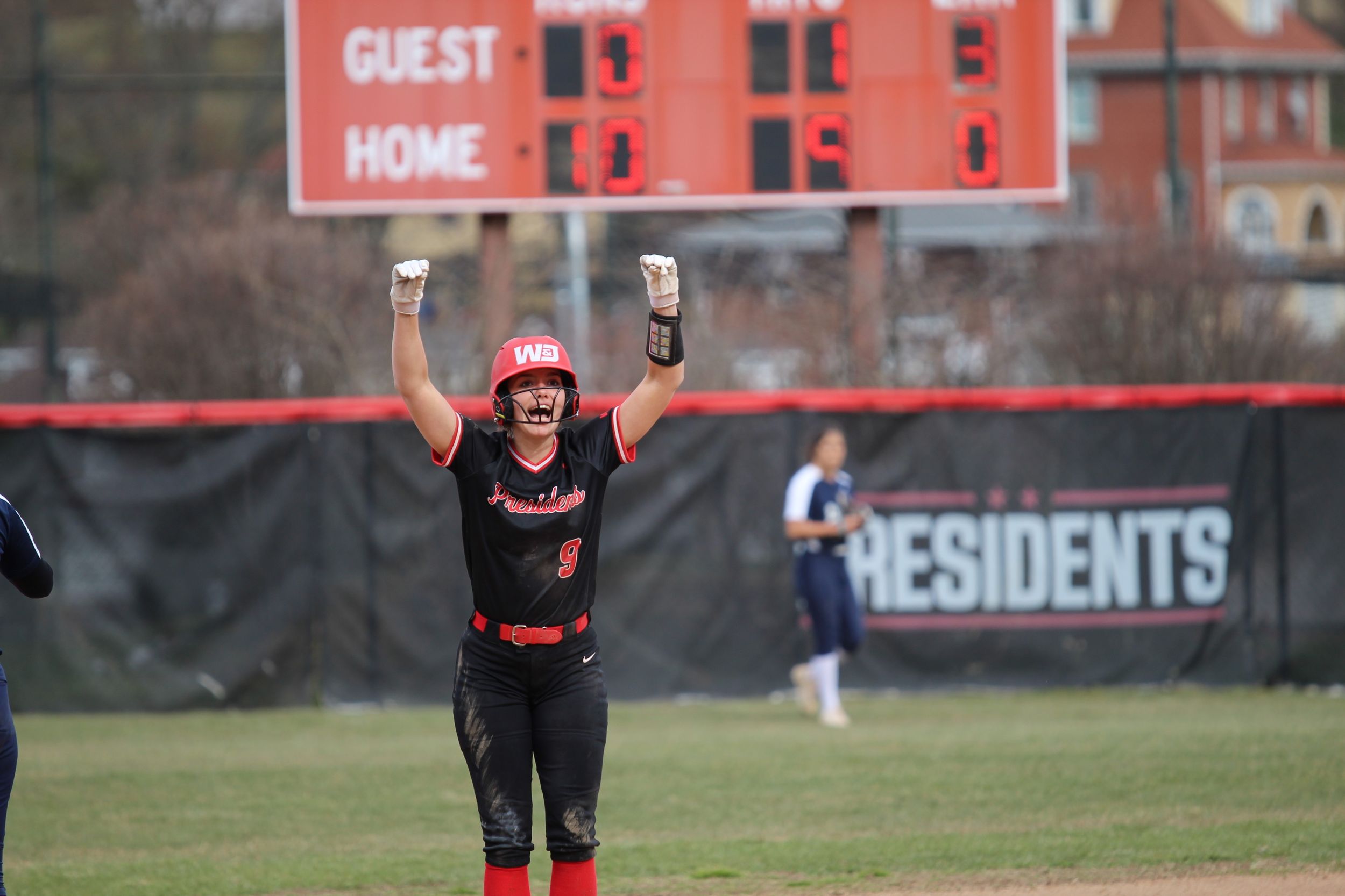 softball double celebration