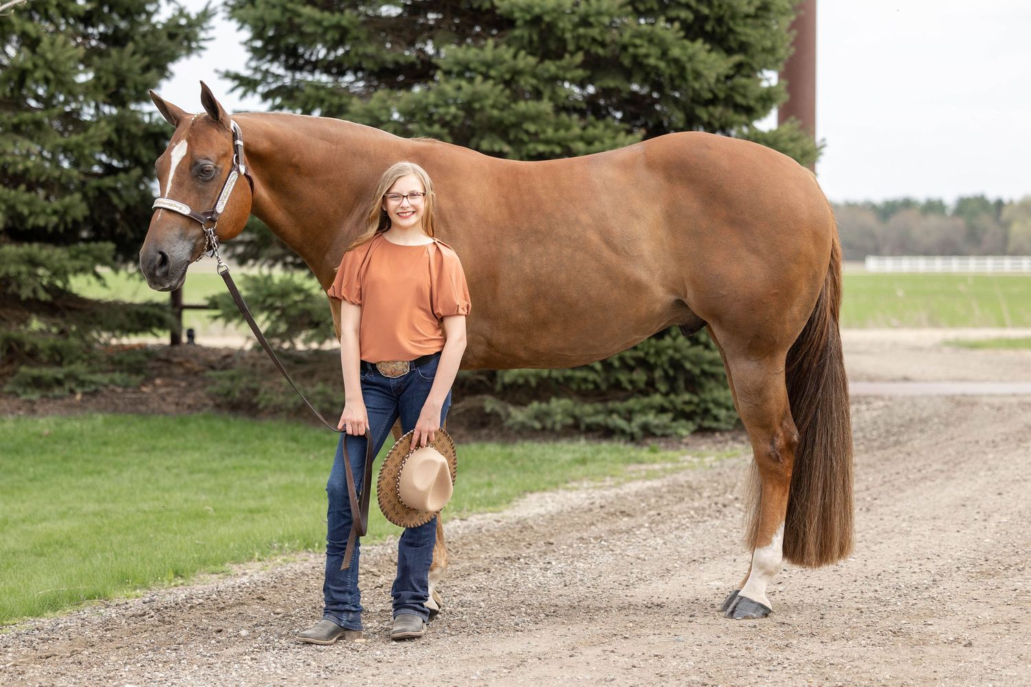 Ava and Hooley - chestnut quarter horse gelding