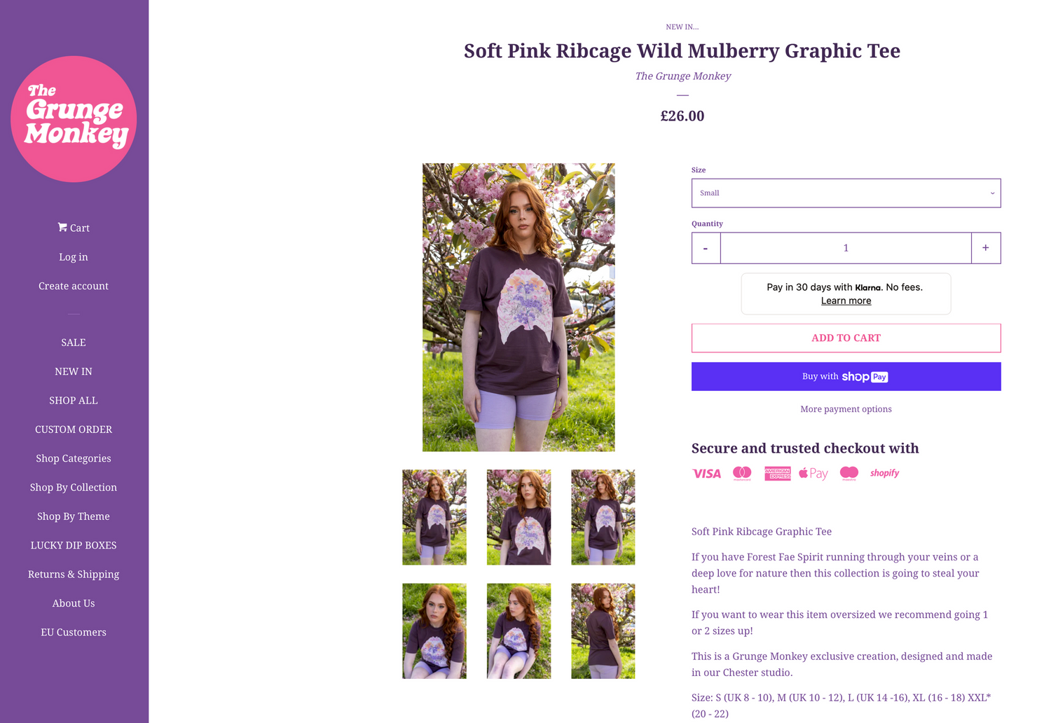 Screenshot of website The Grunge Monkey showcasing work of Amy Davies Photography.