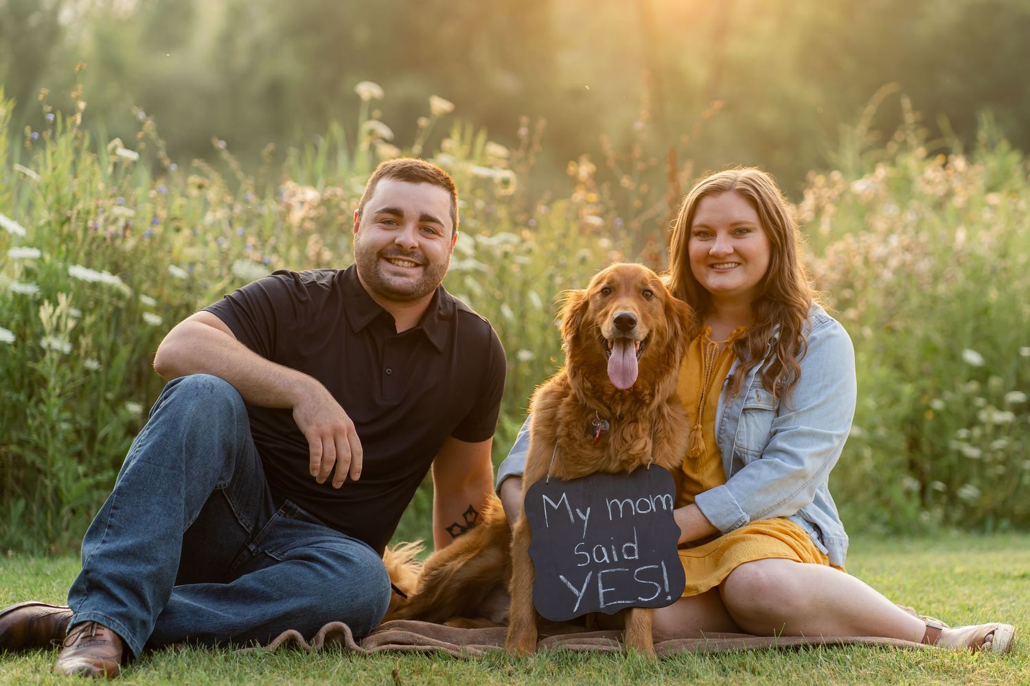 Golden Retriever is happy about Mom marrying Dad
