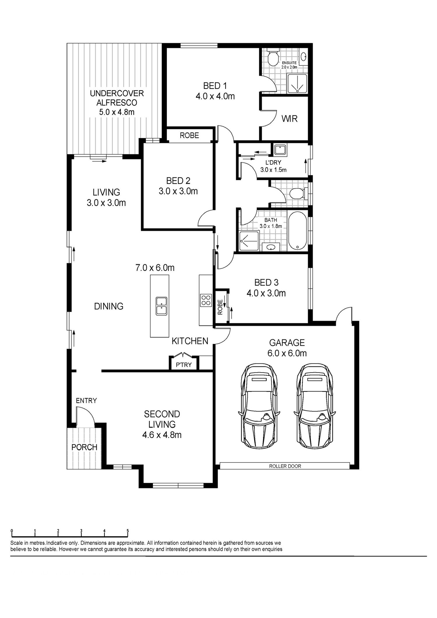 Architectural drawing showing detailed room measurements and layout for a residential property.
