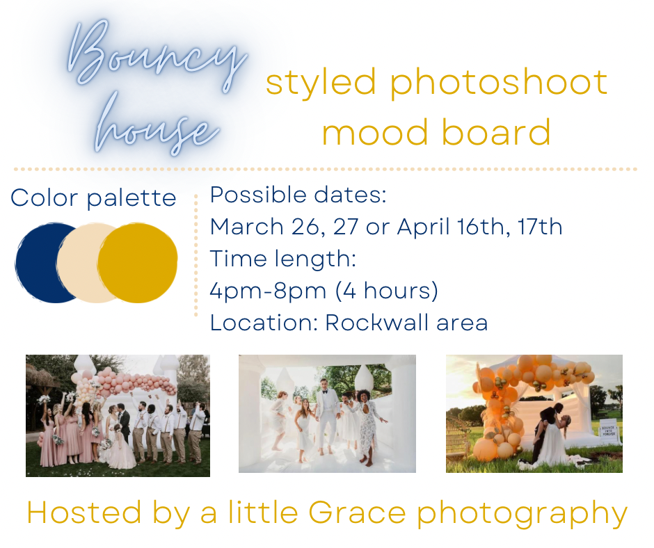 Photography session planning board with spring colors and outdoor location details.