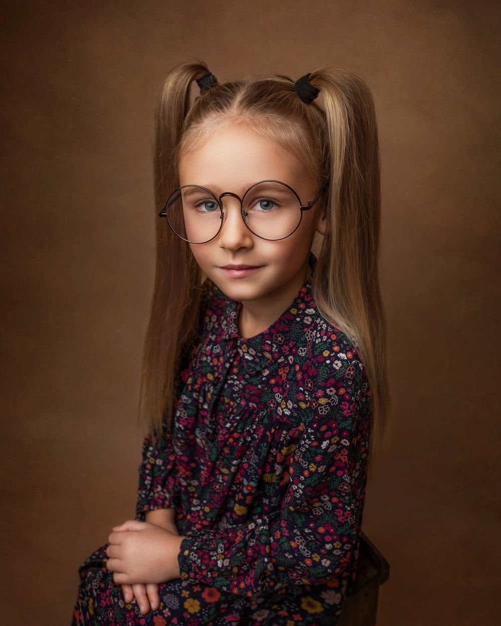fine art young girl in a glasses portrait photo