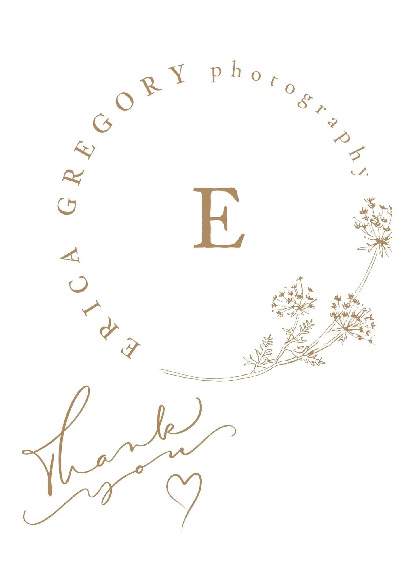 Elegant photography logo design with gold lettering and floral accents.