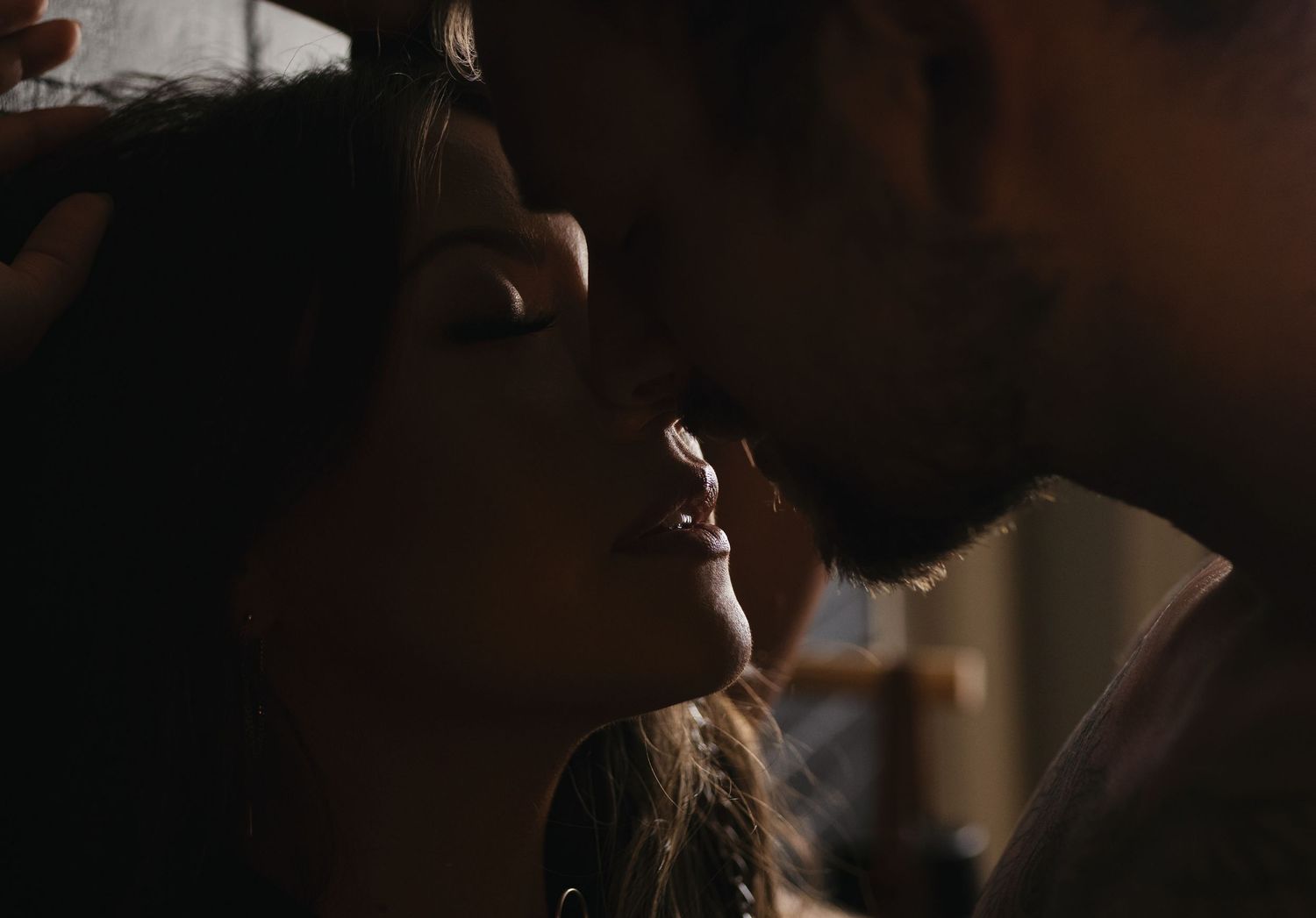 An up-close shot of two people kissing. Greenville SC boudoir photographer, Easley SC boudoir photographer, Upstate SC boudoir photographer