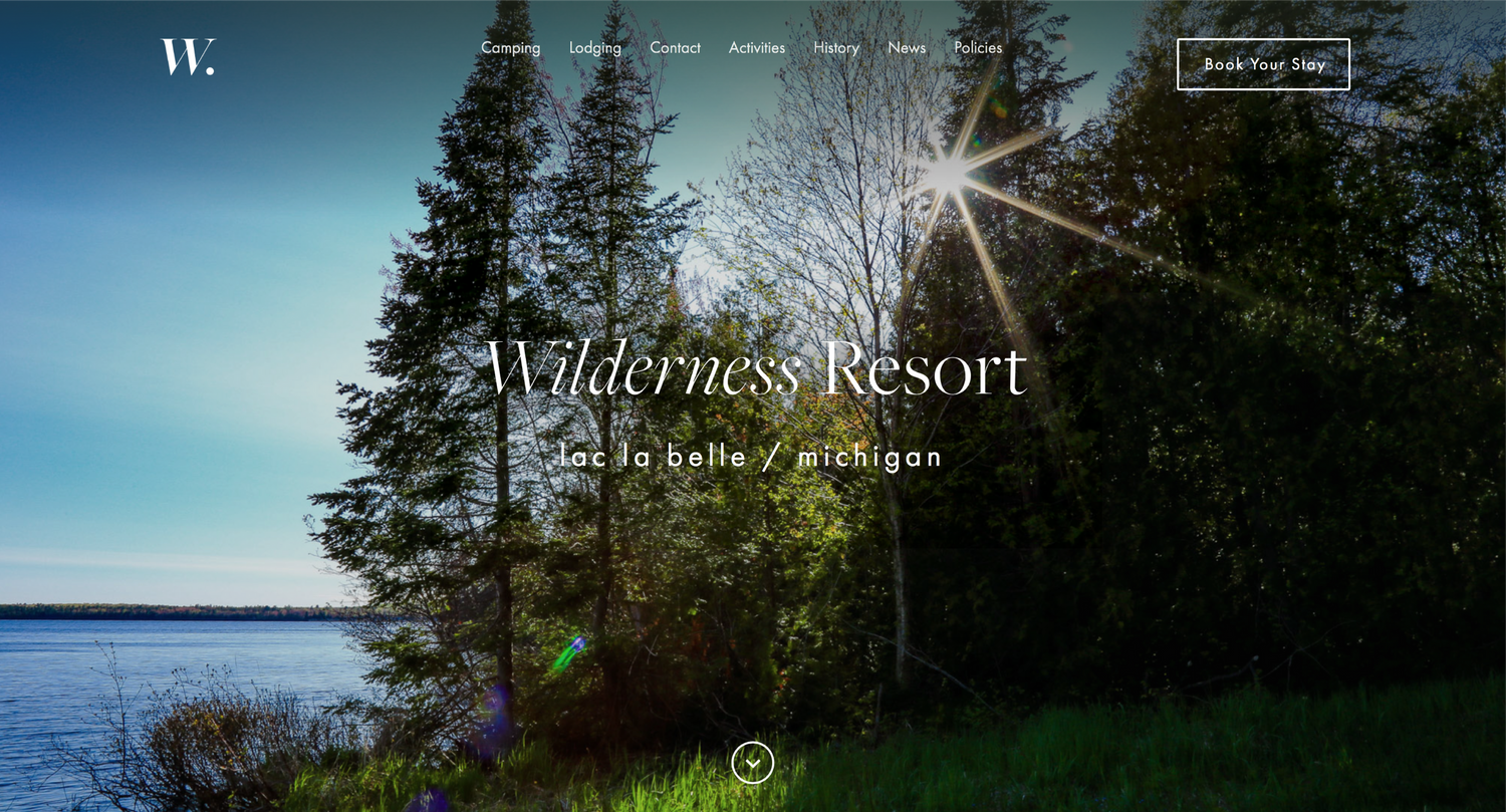 Wilderness Resort LLC Website Home Landing Page