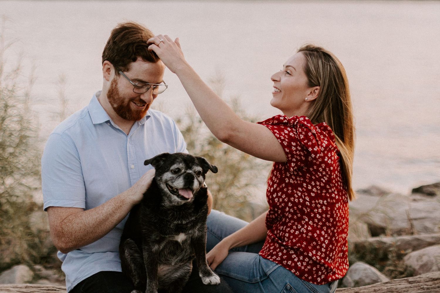 toronto engagement session photography cherry beach candid with dog