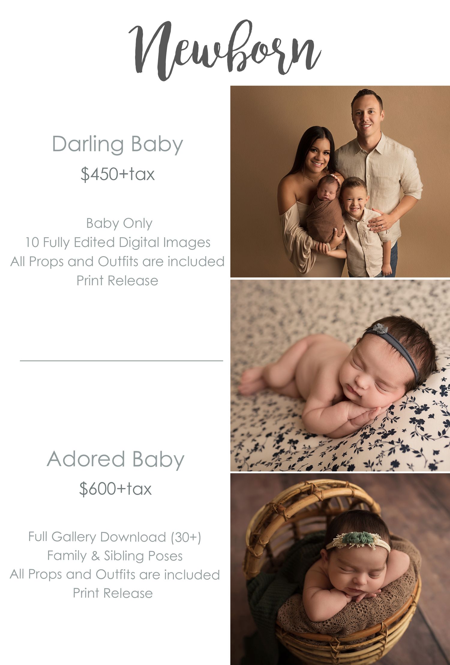 newborn pricing