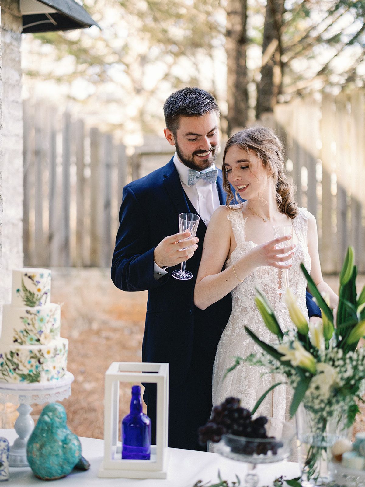 Georgia Wedding- Bride and Groom toast at Sanctuaire Atelier.