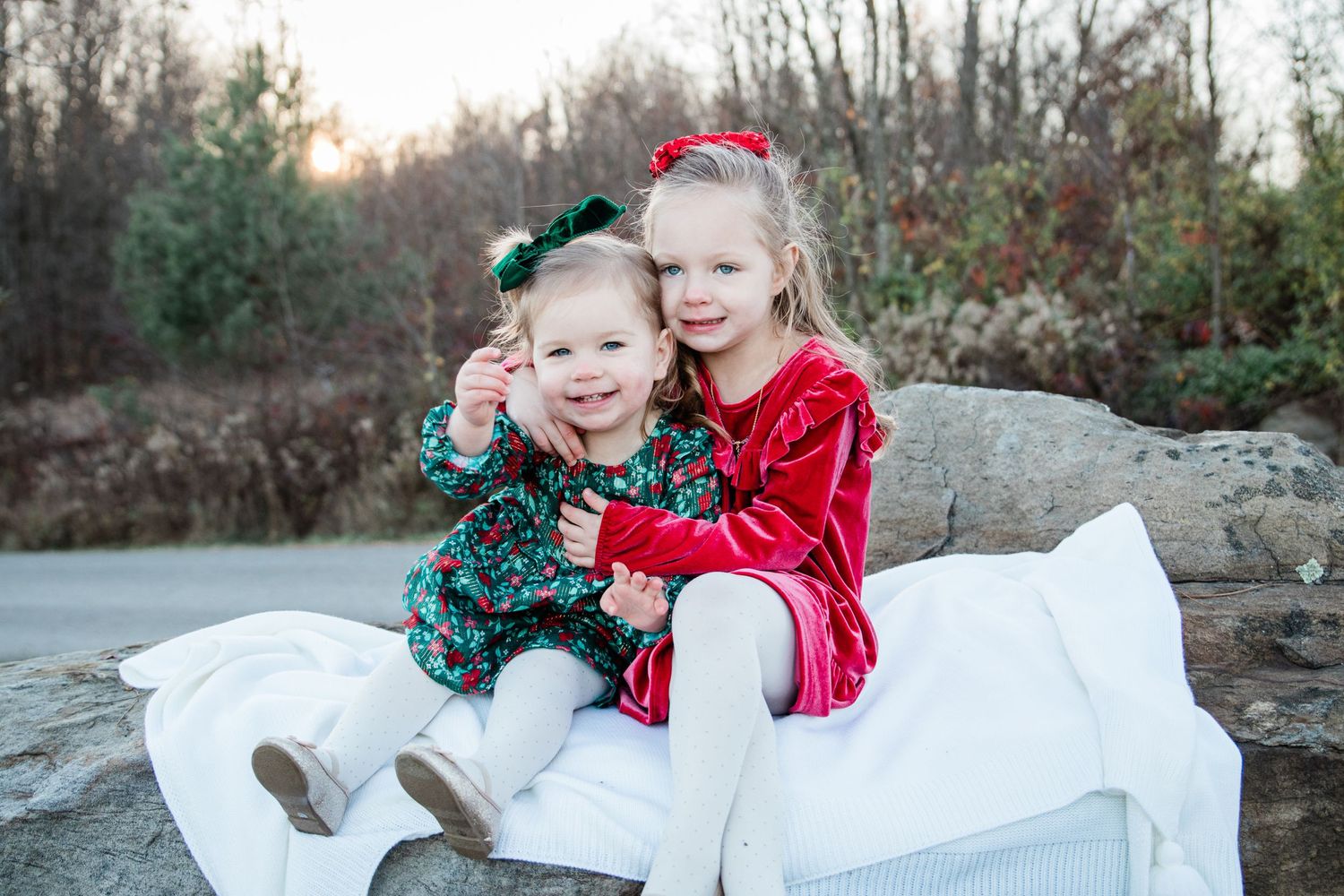 Little Girls Christmas Photo Sisters