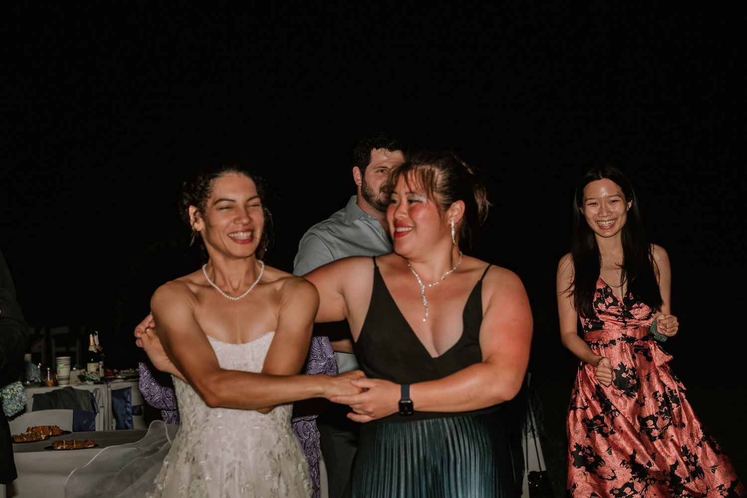 Dance Floor with guests during Melodie & Kevin Wedding Ceremony at Cape Cod, MA