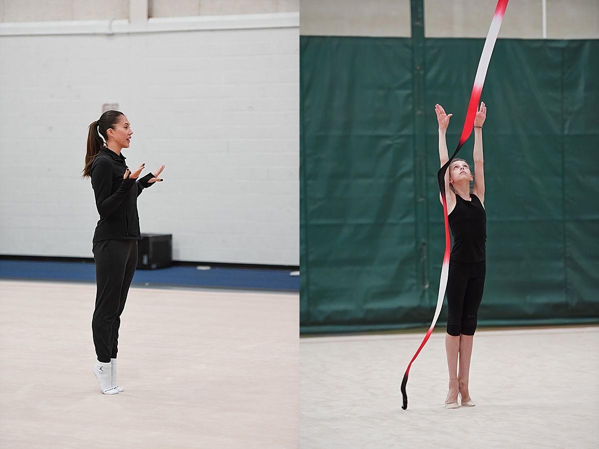 Karina Lykhvar teaching at USA Gymnastics Rhythmic Squad Camp