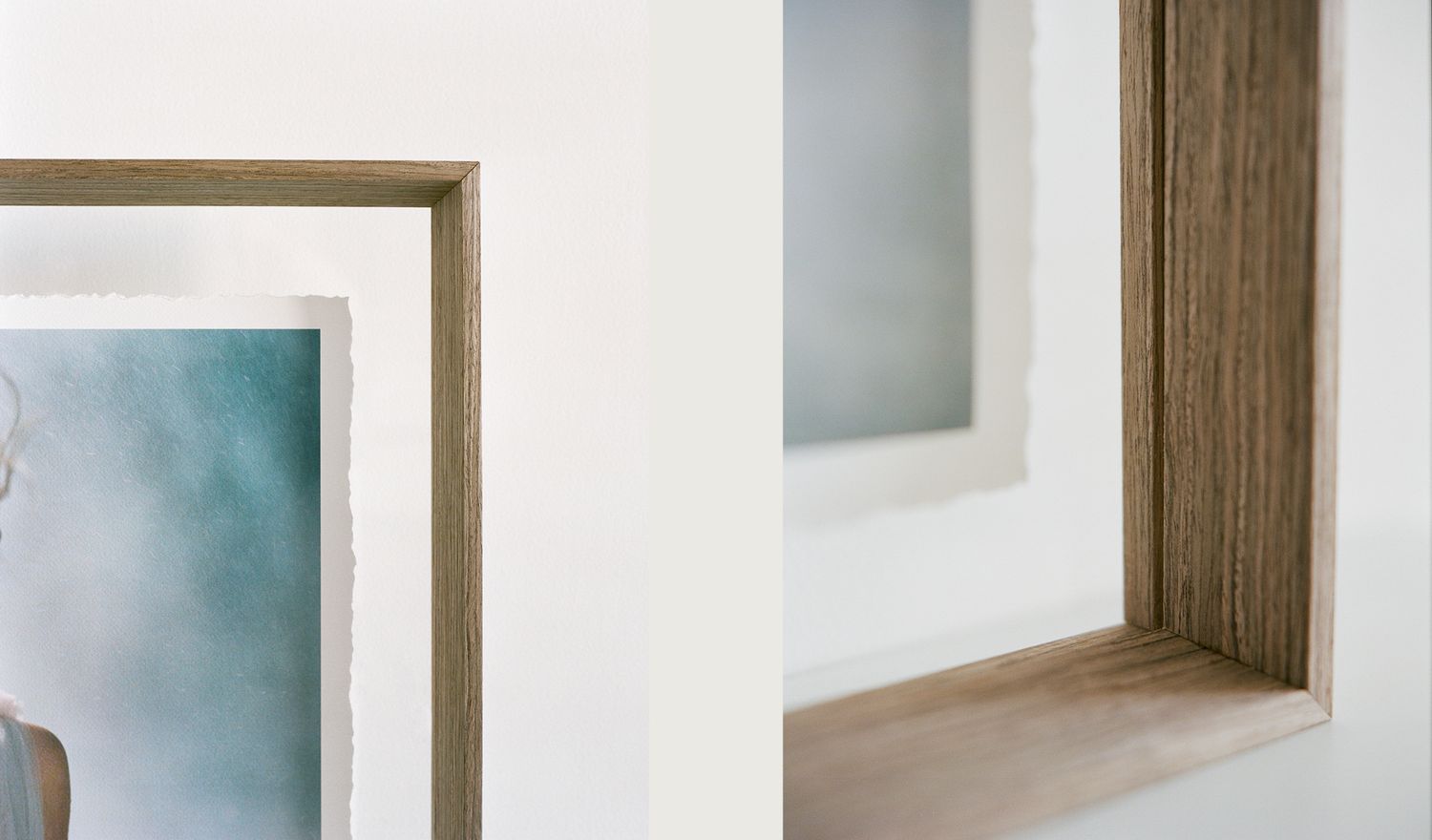 Close-up shot of a floating frame, highlighting the sleek and modern design that enhances the artwork.