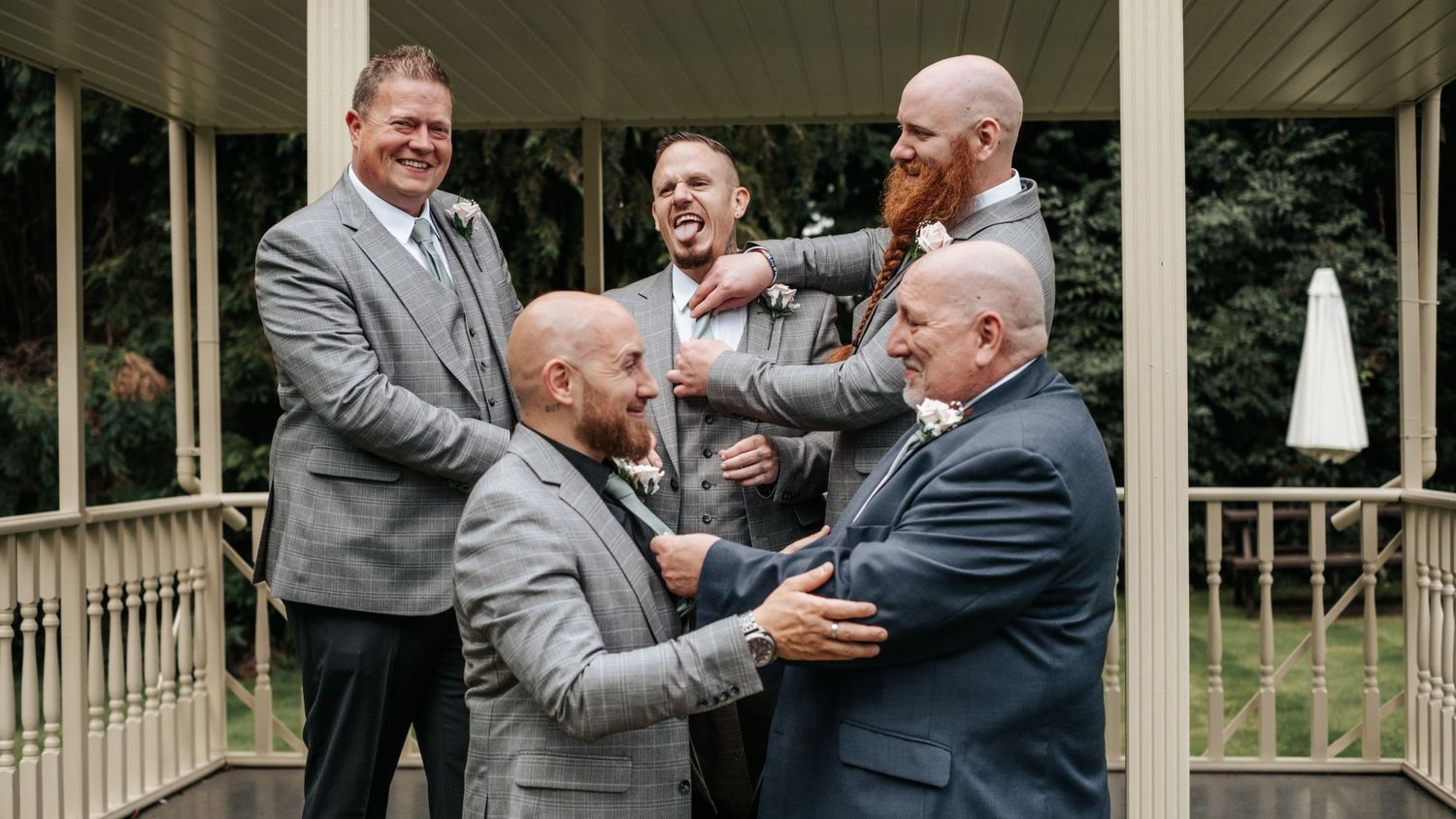 Groom and Groomsmen at The Wroxeter Hotel, Shrewsbury wedding