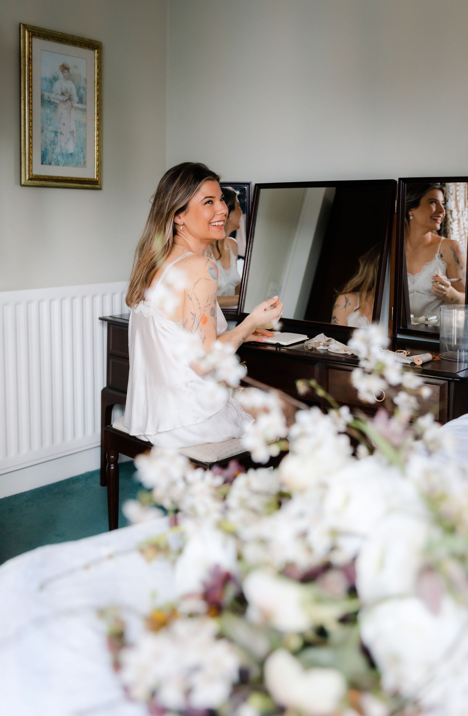 bride getting ready elopement photography