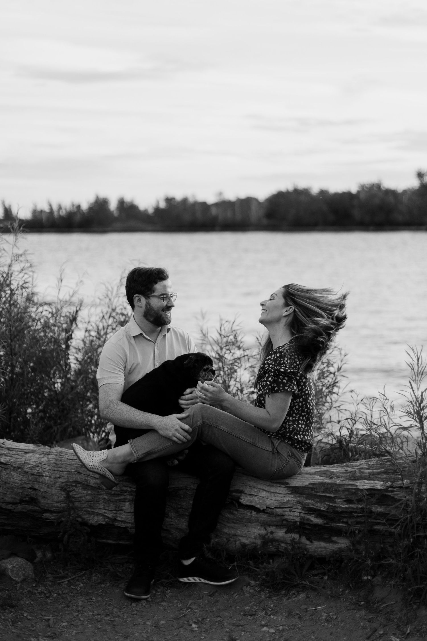 toronto engagement session photography cherry beach candid with dog